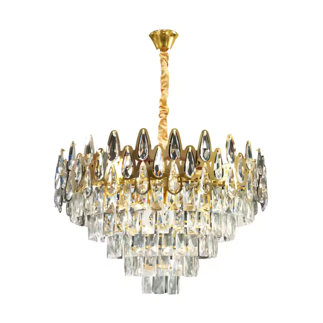 Candelabru Cristal ALHAMBRA Eleganza 8x E14, Diametru 50cm, Auriu Lucios, Inaltime Reglabila Candelabre Cristal Default Title Alessandro Design