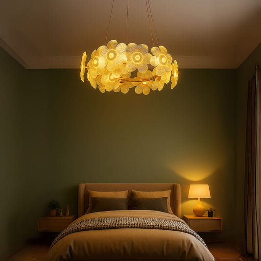 Candelabru Cristal LED, Cadenza Allegro 40W, Diametru 48cm, Inaltime reglabila, Auriu, Lumina Calda/Rece/Neutra 3000K/4000K/6000K, Metal si Cristal Candelabre Cristal Default Title Alessandro Design