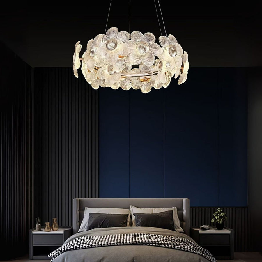 Candelabru Cristal LED, Cadenza Allegro 40W, Diametru 48cm, Inaltime reglabila, Auriu, Lumina Calda/Rece/Neutra 3000K/4000K/6000K, Metal si Cristal Candelabre Cristal Default Title Alessandro Design
