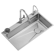 Set Chiuveta Bucatarie Inox, Cuva Universala cu Dop Scurgere, Spalator Pahare, Negru Grafit, 75x45X21cm Chiuvete Default Title Alessandro Design