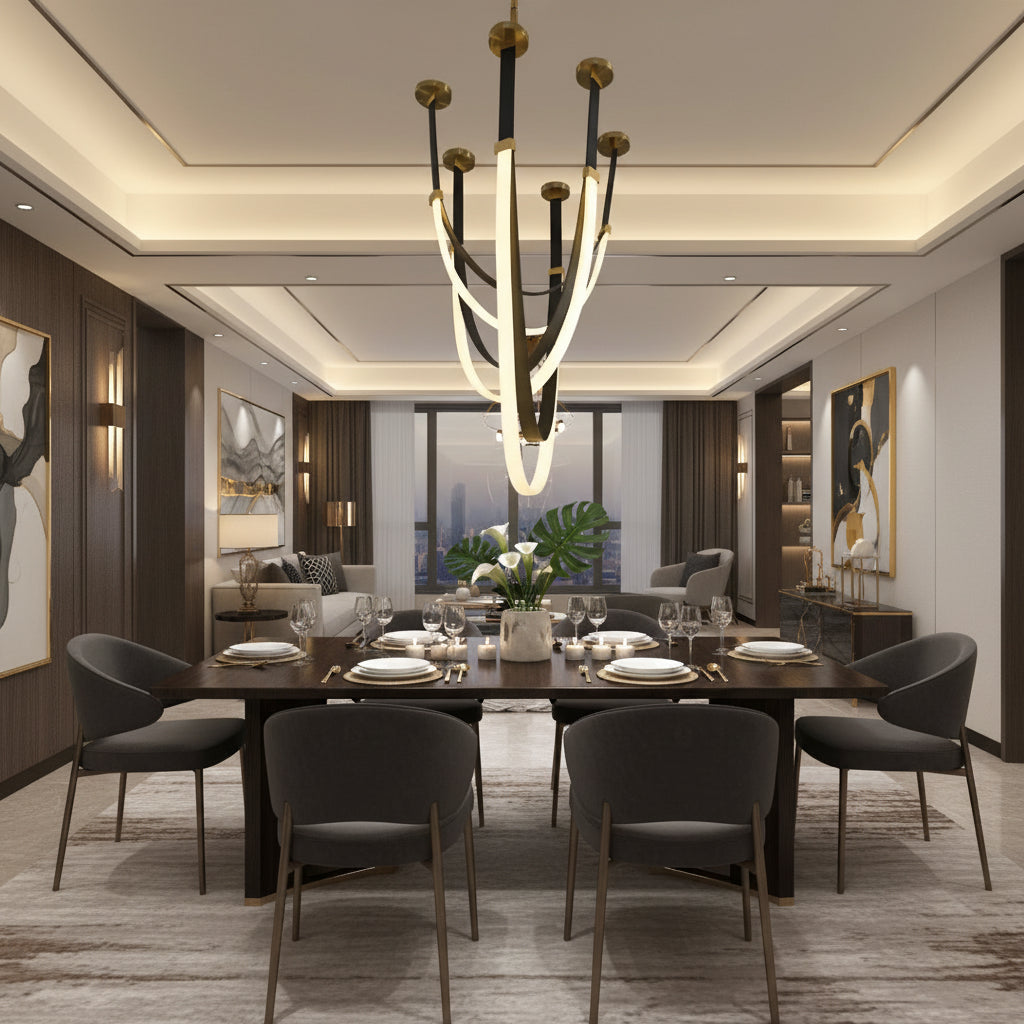 Candelabru Modern, LED, ARIA Largo, 31W, lumina Calda, Negru Candelabre Moderne Default Title Alessandro Design