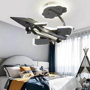 Lustra LED pentru copii FIGHTER, Tip avion, 100W, Lumina Rece/Calda/Neutra, Gri Aeronautic Lustre Copii Default Title Alessandro Design