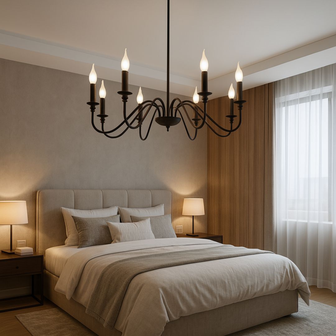 Lustra Metalic AVANT, 92cm, tip Pendul cu brate, Rotunda, 8xE14, Negru Lustre Industrial Default Title Alessandro Design