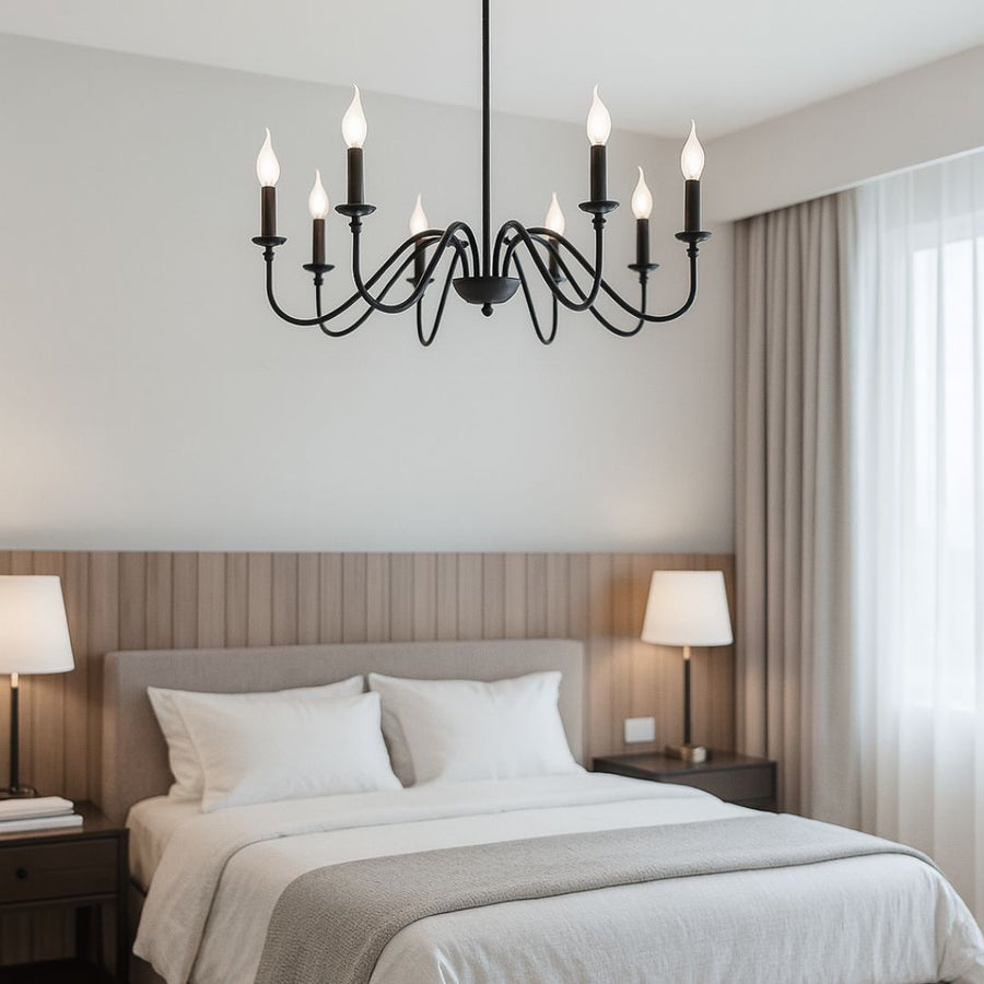 Lustra Metalic AVANT, 92cm, tip Pendul cu brate, Rotunda, 8xE14, Negru Lustre Industrial Default Title Alessandro Design