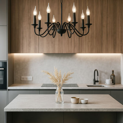 Lustra Metalic AVANT, 92cm, tip Pendul cu brate, Rotunda, 8xE14, Negru Lustre Industrial Default Title Alessandro Design