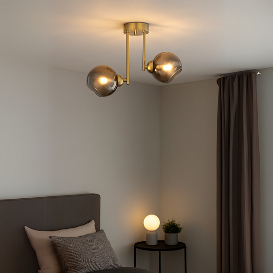 Lustra cu bec moderna MODUS, 2x E27, Auriu, Metal Lustre Moderne Default Title Alessandro Design