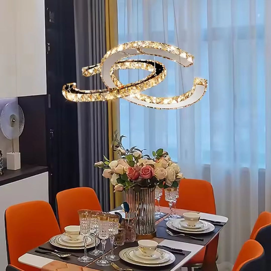 Lustra LED suspendata cu telecomanda si cristal PRISM ANTEA 57W, 2 Cercuri, lumina Rece/Calda/Neutra, Dimabila, Crom Lucios, Inaltime Reglabila Lustre LED cu Telecomanda Default Title Alessandro Design