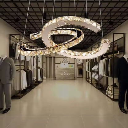 Lustra LED suspendata cu telecomanda si cristal PRISM ANTEA 57W, 2 Cercuri, lumina Rece/Calda/Neutra, Dimabila, Crom Lucios, Inaltime Reglabila Lustre LED cu Telecomanda Default Title Alessandro Design