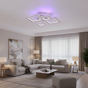 Lustra LED cu telecomanda si cristal NOVA RHOMBA RGB 95W, 4 Patrate, lumina Rece/Calda/Neutra, Dimabila, Crom Lucios Lustre LED & Cristale Default Title Alessandro Design