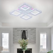 Lustra LED cu telecomanda si cristal LEILA RGB 69W, 4 Patrate, lumina Rece/Calda/Neutra, Dimabila, Alb Lustre LED cu Telecomanda Default Title Alessandro Design