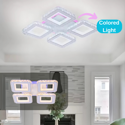 Lustra LED cu telecomanda si cristal LEILA RGB 69W, 4 Patrate, lumina Rece/Calda/Neutra, Dimabila, Alb Lustre LED cu Telecomanda Default Title Alessandro Design