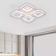 Lustra LED cu telecomanda si cristal LEILA RGB 69W, 4 Patrate, lumina Rece/Calda/Neutra, Dimabila, Alb Lustre LED cu Telecomanda Default Title Alessandro Design