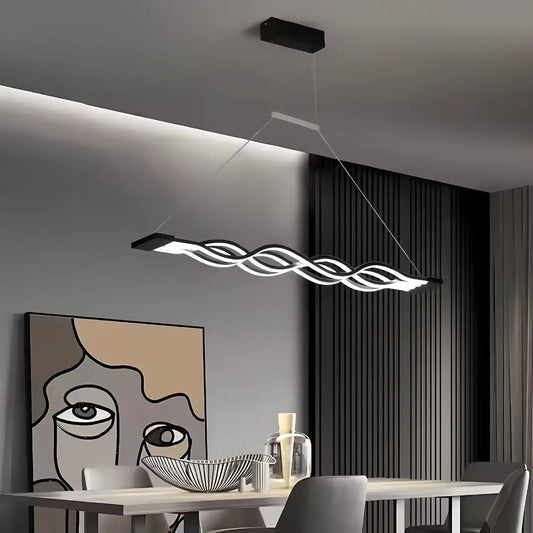 Lustra LED suspendata cu telecomanda WAVE 89W, Liniara, lumina Rece/Calda/Neutra, Dimabila, Negru, Inaltime Reglabila Lustre LED cu Telecomanda Default Title Alessandro Design