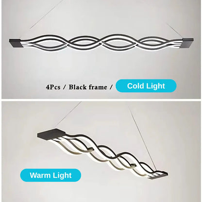 Lustra LED suspendata cu telecomanda WAVE 89W, Liniara, lumina Rece/Calda/Neutra, Dimabila, Negru, Inaltime Reglabila Lustre LED cu Telecomanda Default Title Alessandro Design