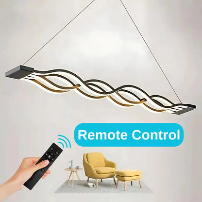 Lustra LED suspendata cu telecomanda WAVE 89W, Liniara, lumina Rece/Calda/Neutra, Dimabila, Negru, Inaltime Reglabila Lustre LED cu Telecomanda Default Title Alessandro Design