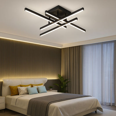 LED luster s diaľkovým ovládaním LINEX, 52W, 4 prvky, lineárny, studené/teplé/neutrálne svetlo, stmievateľné, čierny