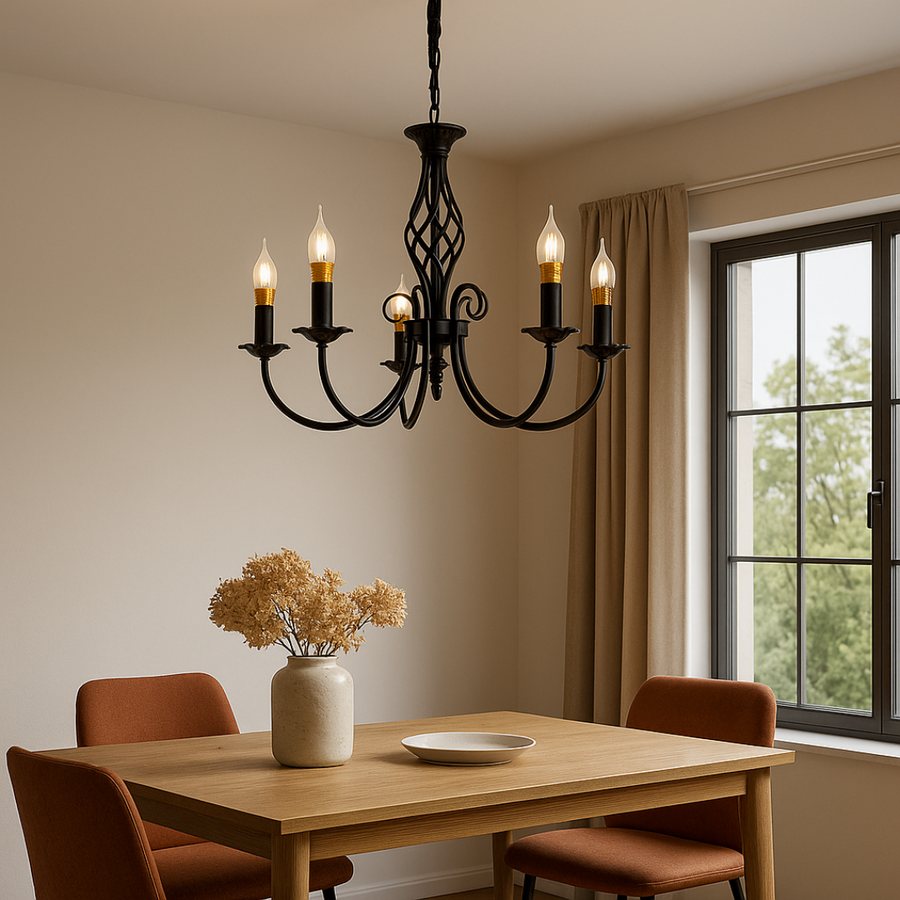 Candelabru Perla, 5xE14, 49x37cm, Negru, Inaltime Reglabila Candelabre Cristal Default Title Alessandro Design