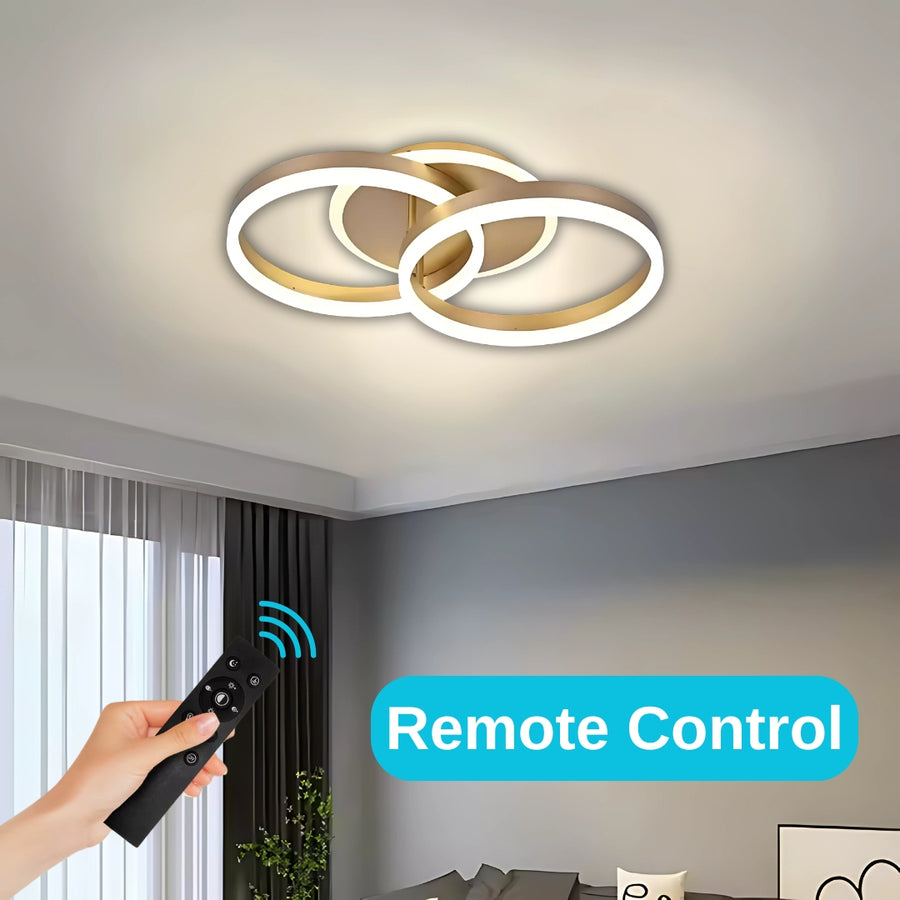 Lustra LED cu telecomanda RINOVA 41W, 2 Cercuri, lumina Rece/Calda/Neutra, Dimabila, Auriu Lustre LED cu Telecomanda Default Title Alessandro Design