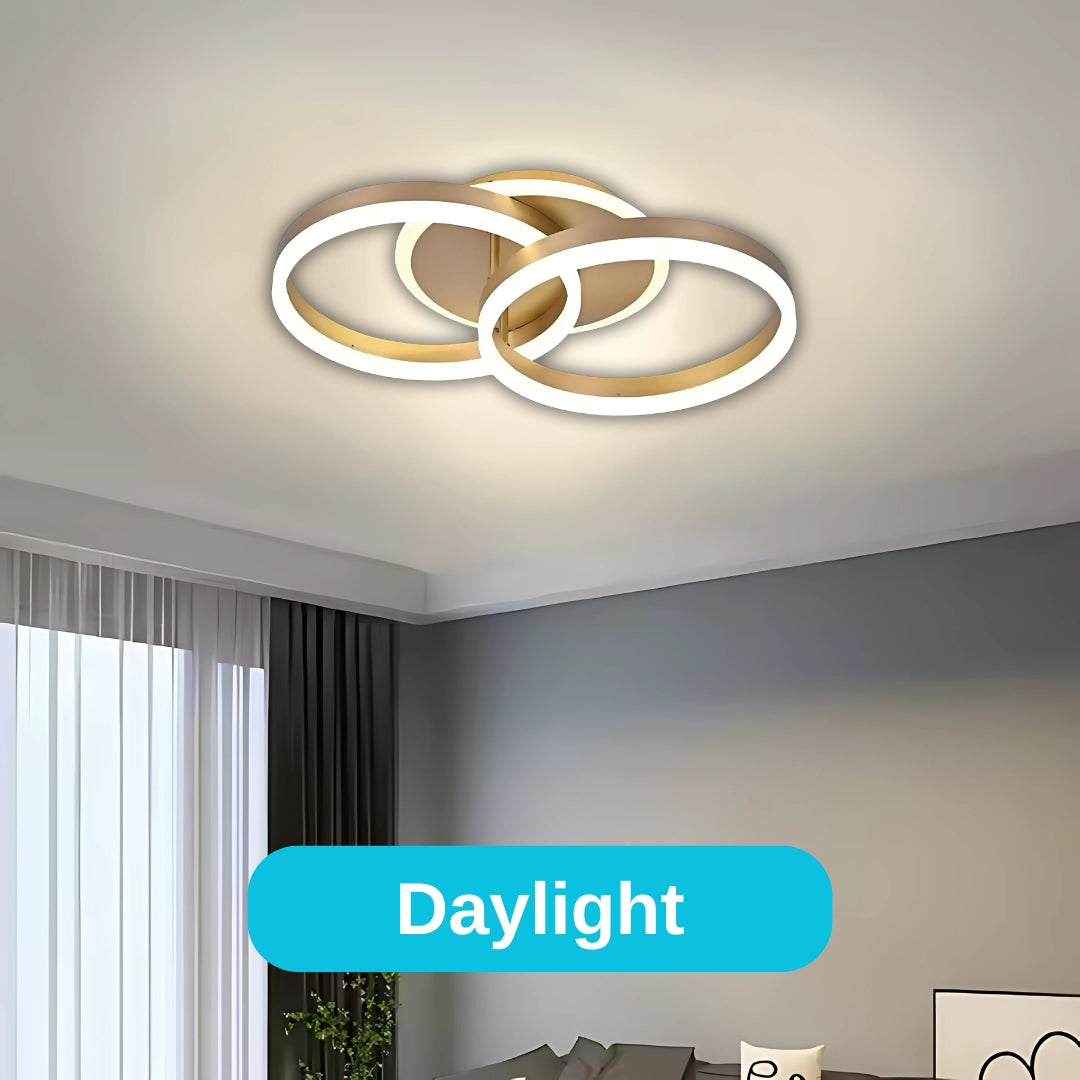 Lustra LED cu telecomanda RINOVA 41W, 2 Cercuri, lumina Rece/Calda/Neutra, Dimabila, Auriu Lustre LED cu Telecomanda Default Title Alessandro Design