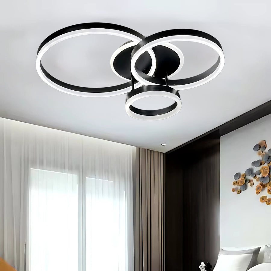 Lustra LED cu telecomanda RIGA LILITH, 68W, 3 Cercuri, lumina Rece/Calda/Neutra, Dimabila, Negru Lustre LED cu Telecomanda Default Title Alessandro Design