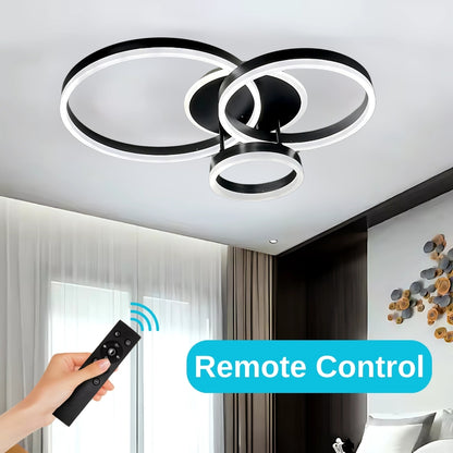 Lustra LED cu telecomanda RIGA LILITH, 68W, 3 Cercuri, lumina Rece/Calda/Neutra, Dimabila, Negru Lustre LED cu Telecomanda Default Title Alessandro Design