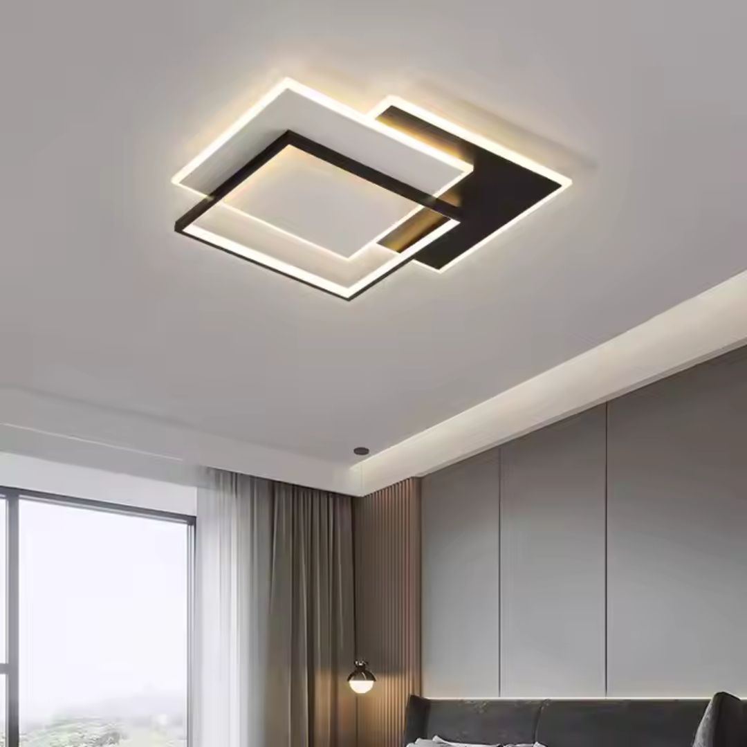 Lustra LED cu telecomanda CHIARA 98W, 3 Patrate, lumina Rece/Calda/Neutra, Dimabila, Negru Lustre LED cu Telecomanda Default Title Alessandro Design