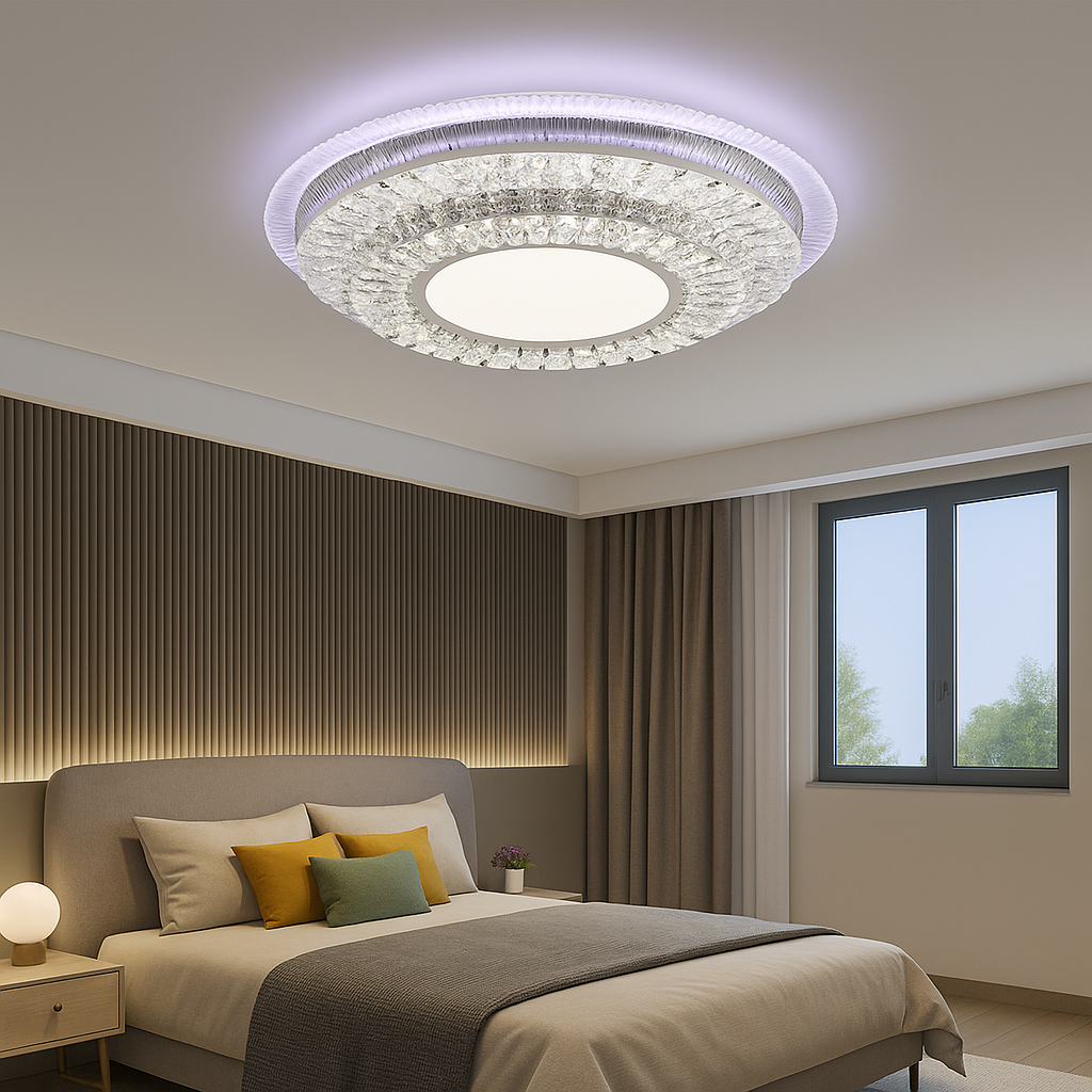 Lustra LED cu telecomanda MIRALUX RGB, 62W, lumina Albastra/Rece/Neutra/Calda, Dimabila, Alb Lustre LED cu Telecomanda Default Title Alessandro Design
