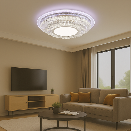 Lustra LED cu telecomanda MIRALUX RGB, 62W, lumina Albastra/Rece/Neutra/Calda, Dimabila, Alb Lustre LED cu Telecomanda Default Title Alessandro Design