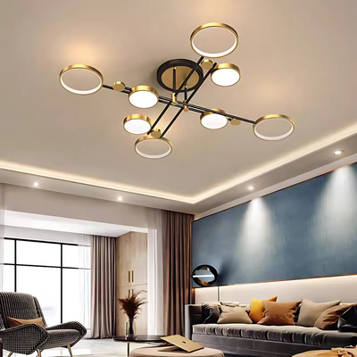 LED luster s diaľkovým ovládaním MARIA, 8 prvkov, 44W, teplé/studené/neutrálne svetlo, stmievateľné, zlaté