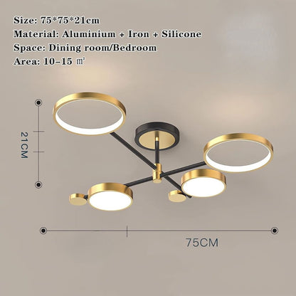 Lustra LED cu Telecomanda MARIA, 4 Elemente, 22W, Lumina Calda/Rece/Neutra, Dimabila, Auriu Lustre LED cu Telecomanda Default Title Alessandro Design