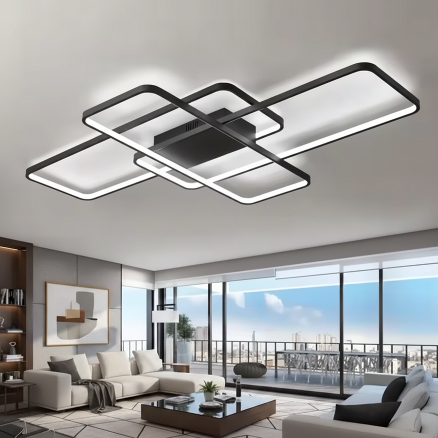 Lustra LED IANUSIS cu telecomanda 95W, 3 Elemente, lumina Rece/Calda/Neutra, Dimabila, Negru Lustre LED cu Telecomanda Default Title Alessandro Design