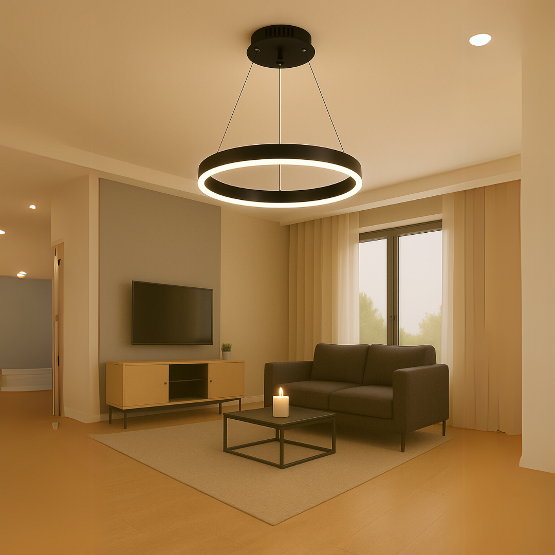 Lustra LED suspendata cu telecomanda ANINA 34W, 1 Cerc, lumina Rece/Calda/Neutra, Dimabila, Negru, Inaltime Reglabila Lustre LED cu Telecomanda Default Title Alessandro Design