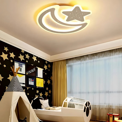 Nova LED luster s diaľkovým ovládaním, 89W, stmievateľný, v tvare mesiaca a hviezdy, biely