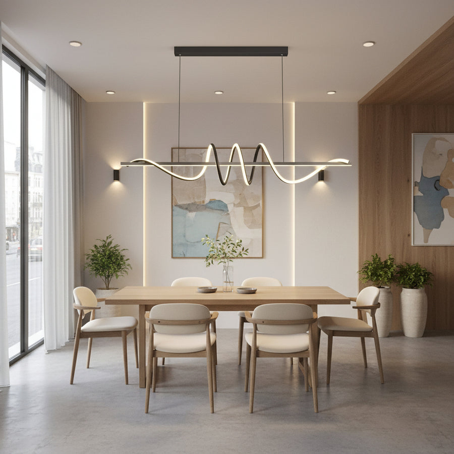 Lustra LED suspendata cu telecomanda RIBBON 64W, Liniara, lumina Rece/Calda/Neutra, Dimabila, Negru, Inaltime Reglabila Lustre LED cu Telecomanda Default Title Alessandro Design
