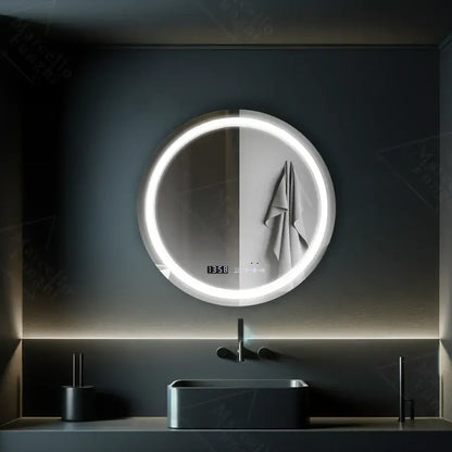Oglinda LED Rotunda, 70cm, Celeste MotionGlow Marcello, Sistem Dezaburire, Ceas & Termometru, Dimabila, Lumina Calda Neutra Rece 3000K/4000K/6000K Oglinzi Marcello Default Title Alessandro Design