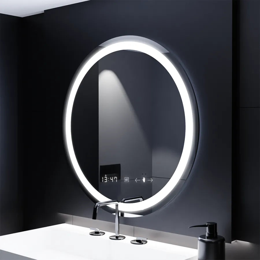 Oglinda LED Rotunda, 70cm, Celeste MotionGlow Marcello, Sistem Dezaburire, Ceas & Termometru, Dimabila, Lumina Calda Neutra Rece 3000K/4000K/6000K Oglinzi Marcello Default Title Alessandro Design