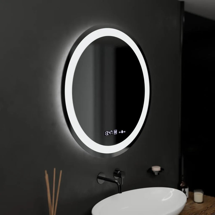 Oglinda LED Rotunda, 60cm, Celeste MotionGlow Marcello, Sistem Dezaburire, Ceas & Termometru, Dimabila, Lumina Calda Neutra Rece 3000K/4000K/6000K Oglinzi Marcello Default Title Alessandro Design