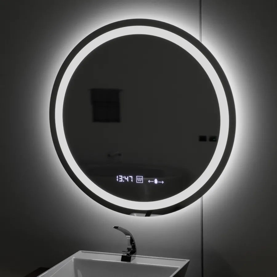 Oglinda LED Rotunda, Diametru 50cm, Celeste MotionGlow Marcello, Sistem Dezaburire, Ceas & Termometru, Dimabila, Lumina Calda Neutra Rece 3000K/4000K/6000K Oglinzi Marcello Default Title Alessandro Design