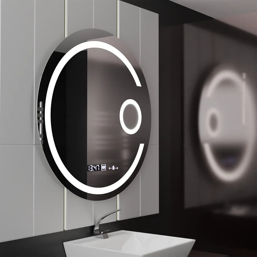 Oglinda LED Rotunda, 22W, 70cm, Visio MotionGlow Marcello, Sistem Dezaburire, Ceas & Termometru, Lupa Cosmetica, Dimabila Oglinzi Marcello Default Title Alessandro Design