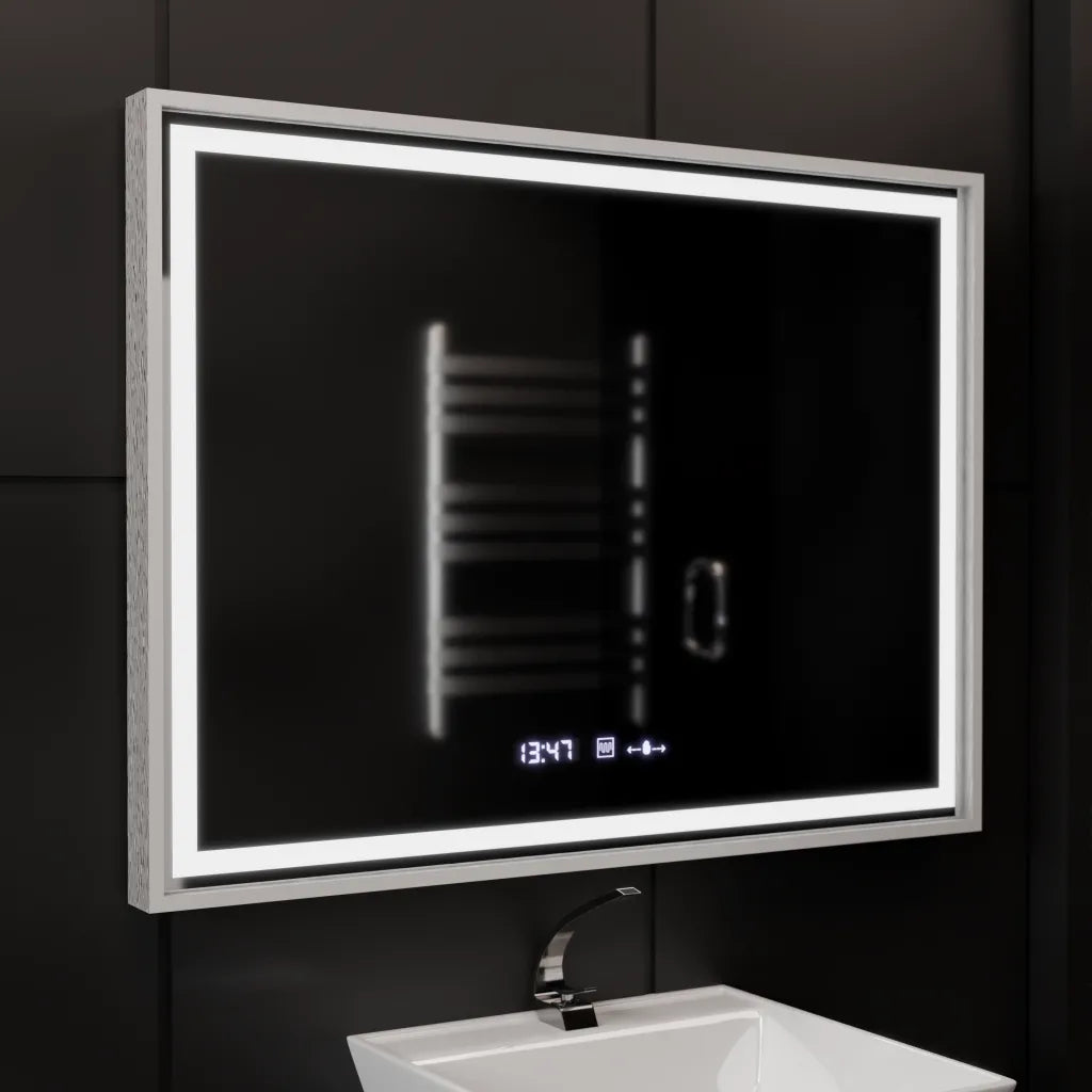 Oglinda LED Rectangulara, 80x60cm, Verite Imperial Silver Motion Glow Marcello, Sistem Dezaburire, Ceas & Termometru, Dimabila Oglinzi Marcello Default Title Alessandro Design