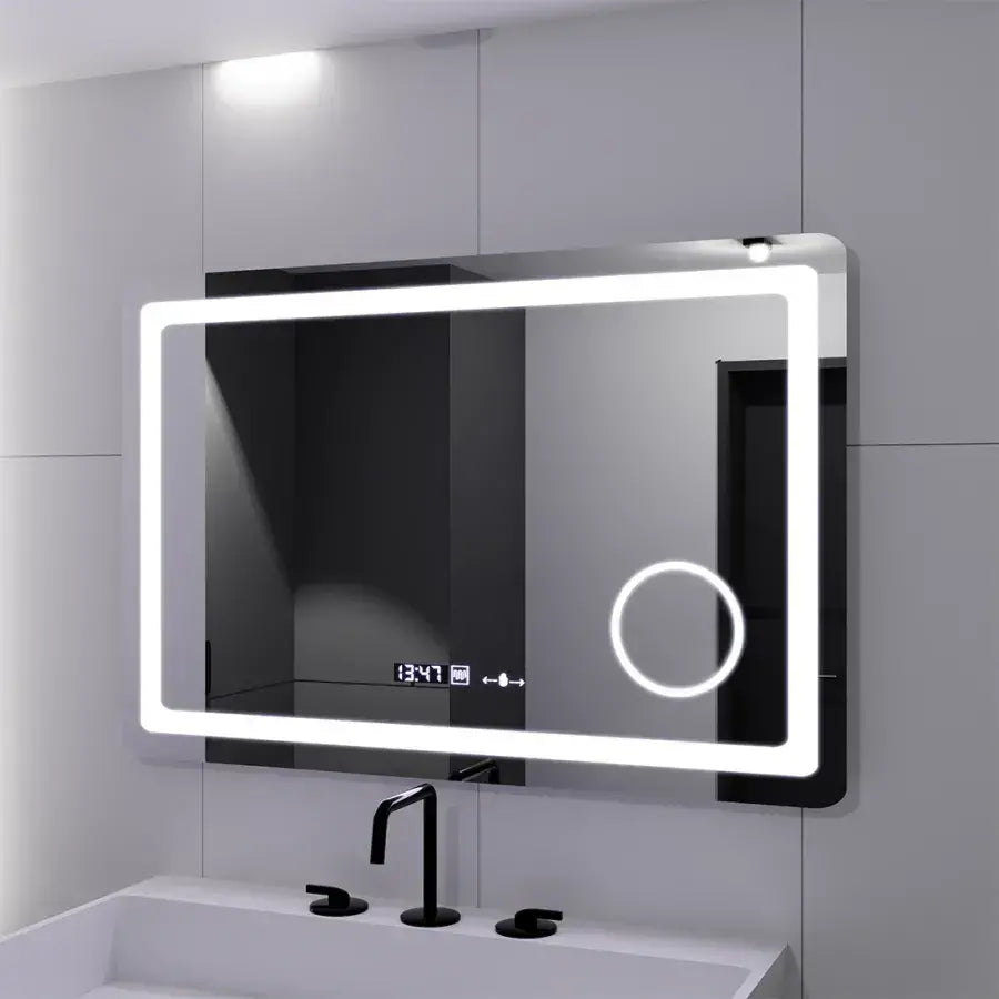 Oglinda LED Rectangulara, 90x60cm, Souverain MotionGlow Marcello, Sistem Dezaburire, Ceas & Termometru, Lupa Cosmetica, Dimabila Oglinzi Marcello Default Title Alessandro Design