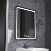 Obdĺžnikové LED zrkadlo, 75x90cm, Favola MotionGlow Marcello, Demister System, Hodiny & Teplomer, Stmievateľné