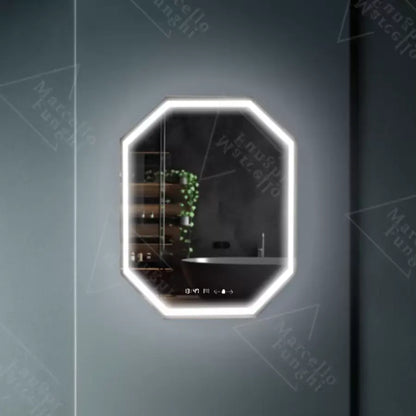 Oglinda LED Poligon, 60x80cm, Ralya Senzor MotionGlow Marcello, Sistem Dezaburire, Ceas & Termometru, Dimabila Oglinzi Marcello Default Title Alessandro Design