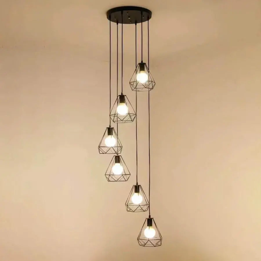 Lustra Forma Diamant, STRUKTUR, 6x E27, Negru, Metal Lustre Industrial Default Title Alessandro Design