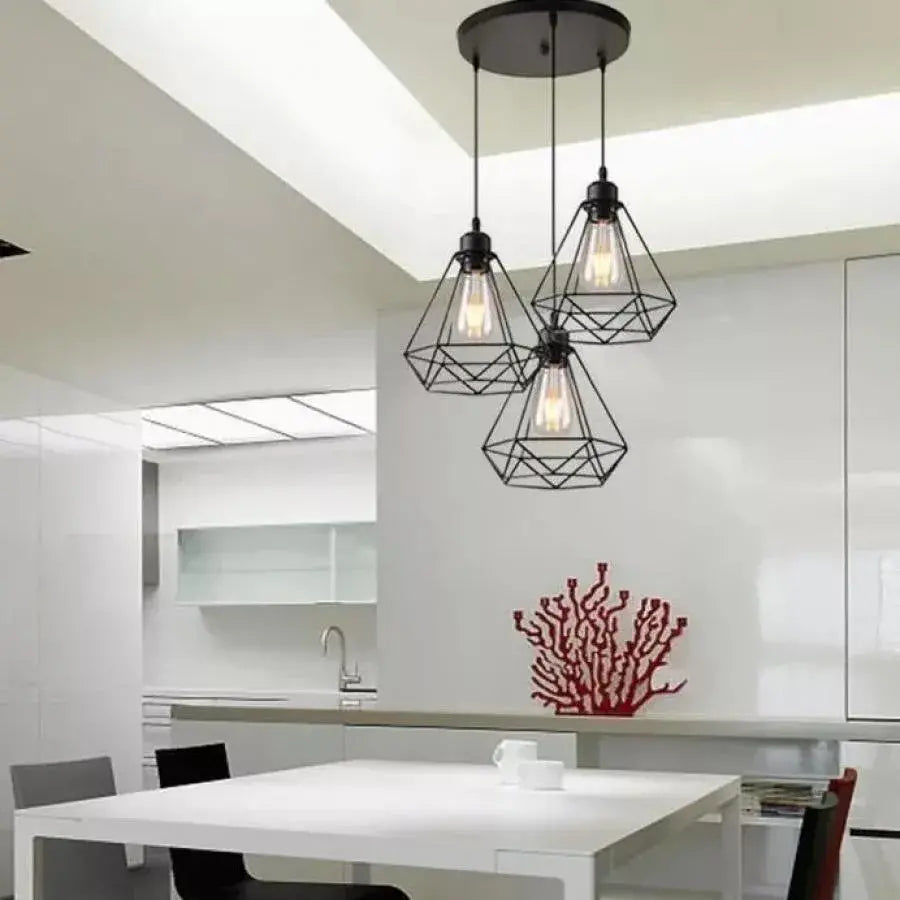 Lustra Forma Diamant, STRUKTUR, 3xE27, Negru, Metal Lustre Industrial Default Title Alessandro Design