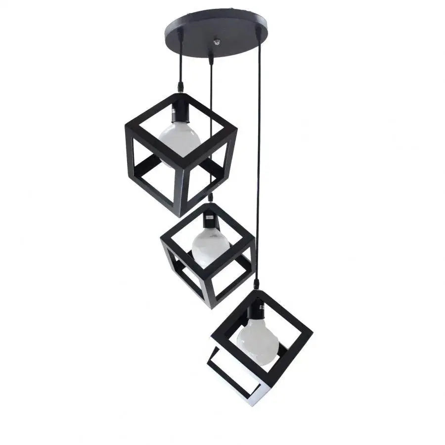 Lustra Forma Cub, STRUKTUR Cluster, 3 x E27, Negru, Metal Lustre Industrial Default Title Alessandro Design