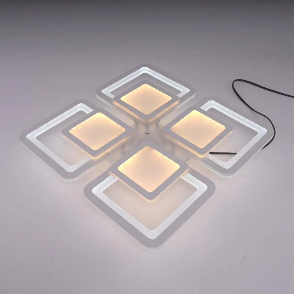 Lustra LED cu telecomanda SUSAN 96W, 4 Patrate, lumina Rece/Calda/Neutra, Dimabila, Alb Lustre LED cu Telecomanda Default Title Alessandro Design
