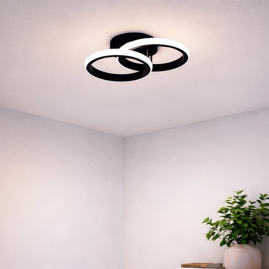 Lustra LED VERTEX CIRCULA 21W, 2 Cercuri, Rame Metalice, lLumina Rece/Calda/Neutra 3000K/4000K/6000K, Negru, Metal Lustre LED Default Title Alessandro Design