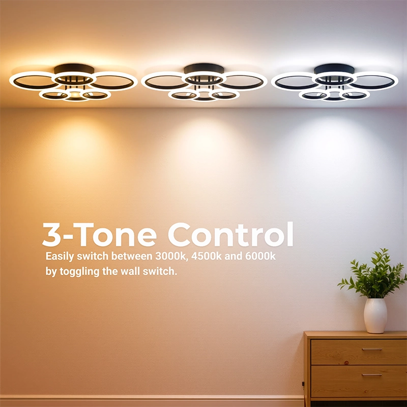 Lustra LED cu telecomanda BETTY 82W, 6 Cercuri, lumina Rece/Calda/Neutra, Dimabila, Negru Lustre LED cu Telecomanda Default Title Alessandro Design