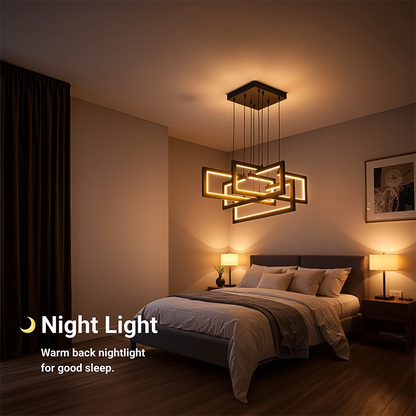 Lustra LED cu telecomanda ,Suspendata 96W, 4 Elemente, lumina Rece/Calda/Neutra, Dimabila, Inaltime Reglabila, Negru Lustre LED cu Telecomanda Default Title Alessandro Design